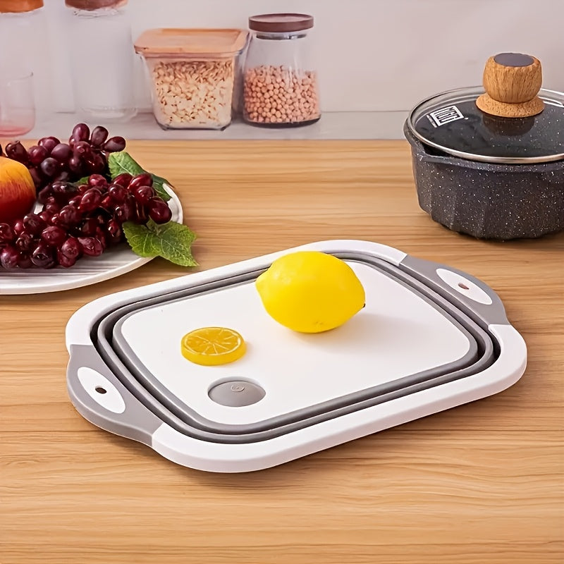 Multifunctional Plastic Folding Chopping Board For Home Kitchen, With Draining Function, Suitable For Washing And Cutting Vegetables, Can Be Used As A Kitchen Chopping Board Or An Outdoor Vegetable Basin.