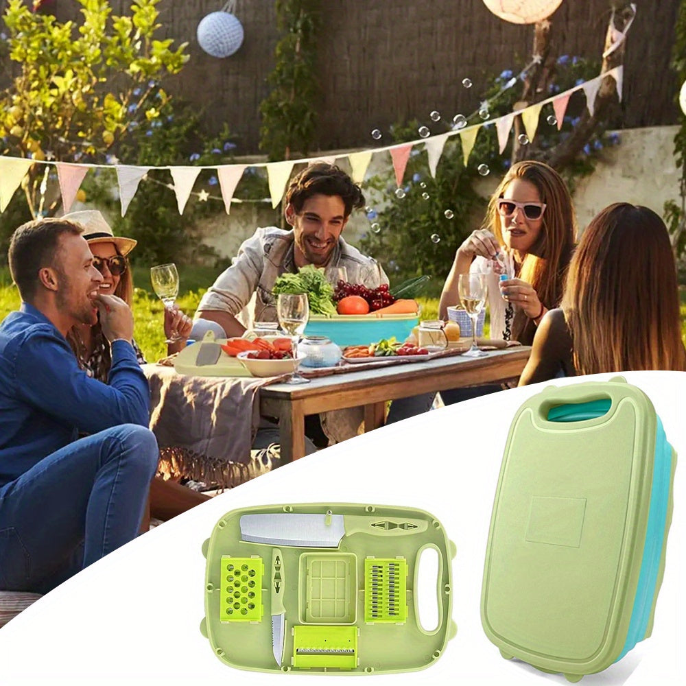 Household Fruit Cutting Board Kitchen Cutting Board Camping Folding Cutting Board with Filter Multifunctional Cutting Board Kitchen Vegetable Washing Basket Camping RV Camper's Best Gift