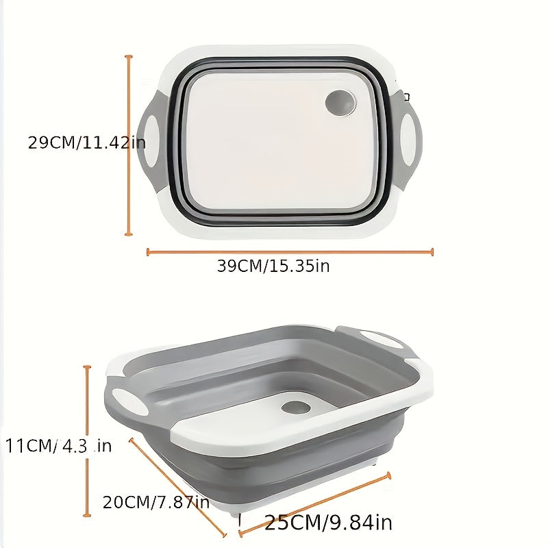 Multifunctional Plastic Folding Chopping Board For Home Kitchen, With Draining Function, Suitable For Washing And Cutting Vegetables, Can Be Used As A Kitchen Chopping Board Or An Outdoor Vegetable Basin.