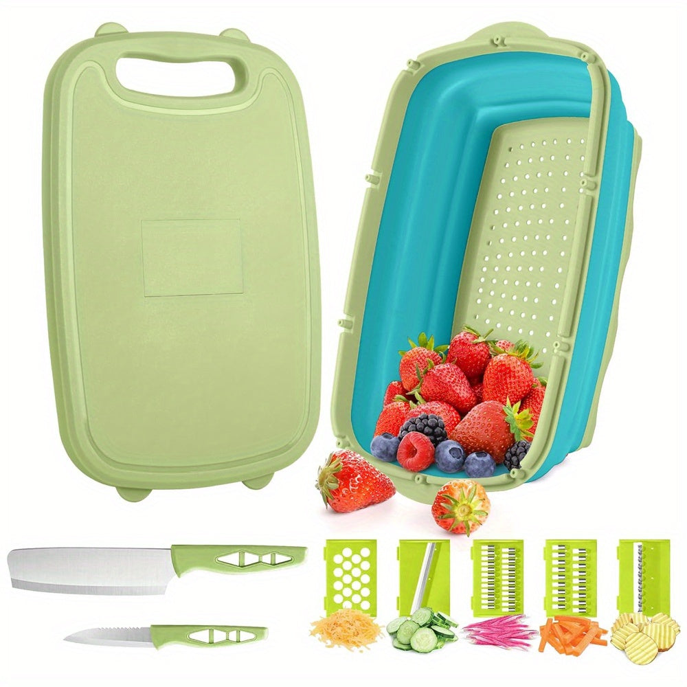 Household Fruit Cutting Board Kitchen Cutting Board Camping Folding Cutting Board with Filter Multifunctional Cutting Board Kitchen Vegetable Washing Basket Camping RV Camper's Best Gift
