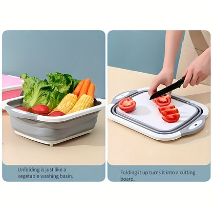 Multifunctional Plastic Folding Chopping Board For Home Kitchen, With Draining Function, Suitable For Washing And Cutting Vegetables, Can Be Used As A Kitchen Chopping Board Or An Outdoor Vegetable Basin.