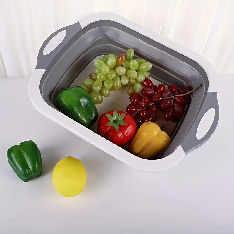 Multifunctional Plastic Folding Chopping Board For Home Kitchen, With Draining Function, Suitable For Washing And Cutting Vegetables, Can Be Used As A Kitchen Chopping Board Or An Outdoor Vegetable Basin.