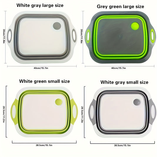 1pc Foldable Cutting Board, 3-in-1 Multifunctional Space Saver for Kitchen, Camping Sink & Picnic BBQ Prep, Drainable Vegetable Fruit Storage Basket, Food-Safe PC Material, Portable Design with Handle, Camping Accessorie